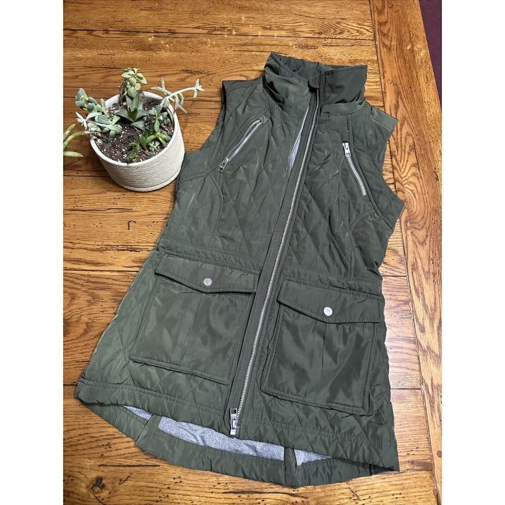 𝅺athleta A59 Green Teton Jacket Vest Hooded Women Sz XXS